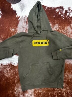KUIU Olive Green Hoodie with Yellow Accent